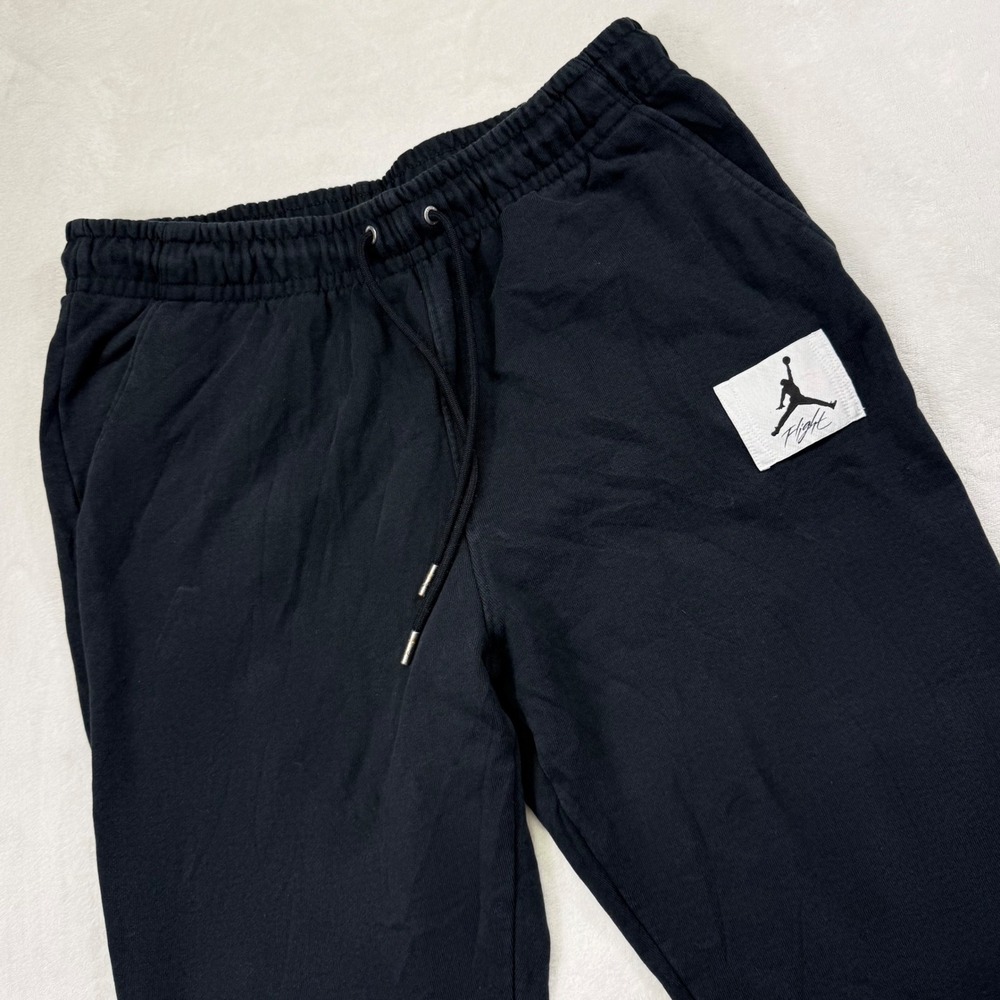 Jordan Flight Essentials Men Black Cotton French Terry Sweatpants Joggers Large